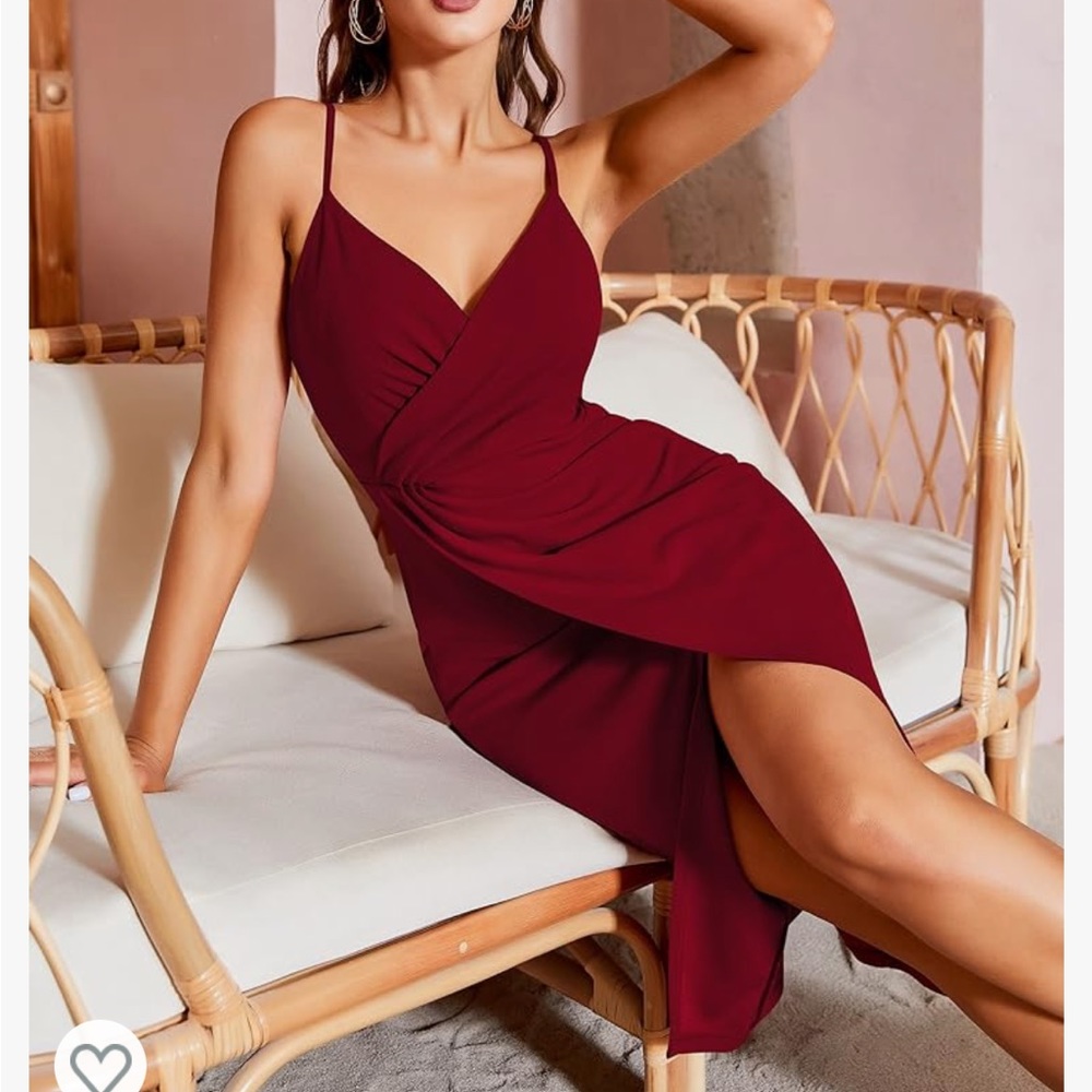 Missufe V Neck Wrap Midi Dress